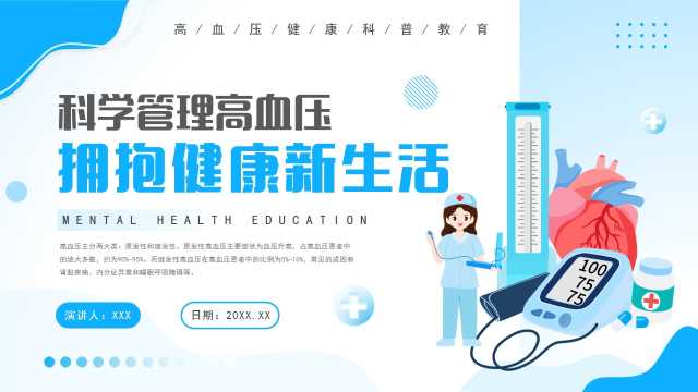 预防高血压医疗知识宣传PPT模版20250508