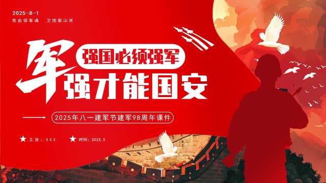 强国必须强军军强才能国安PPT模板20250714