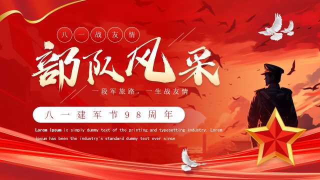 八一战友情相册宣传PPT模板20250714