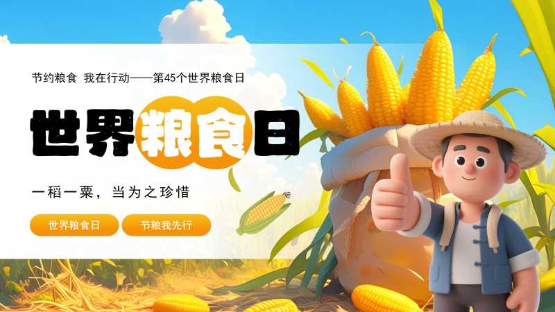 插画风世界粮食日宣传介绍PPT模板20250928