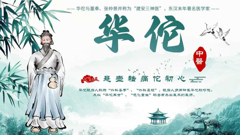 中国风中医华佗介绍PPT模版20251103