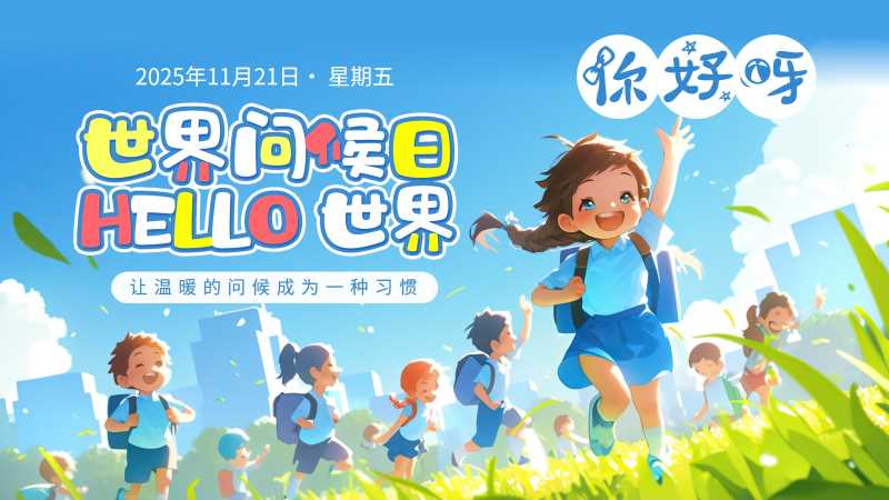 卡通风世界问候日PPT模板20251117